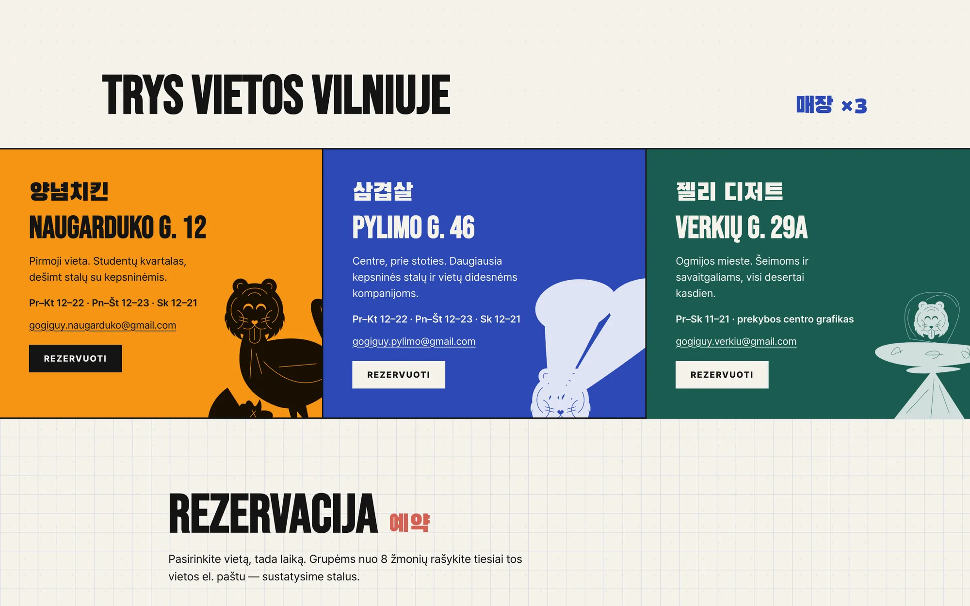 Trys vietos Vilniuje su darbo laiku ir rezervacija